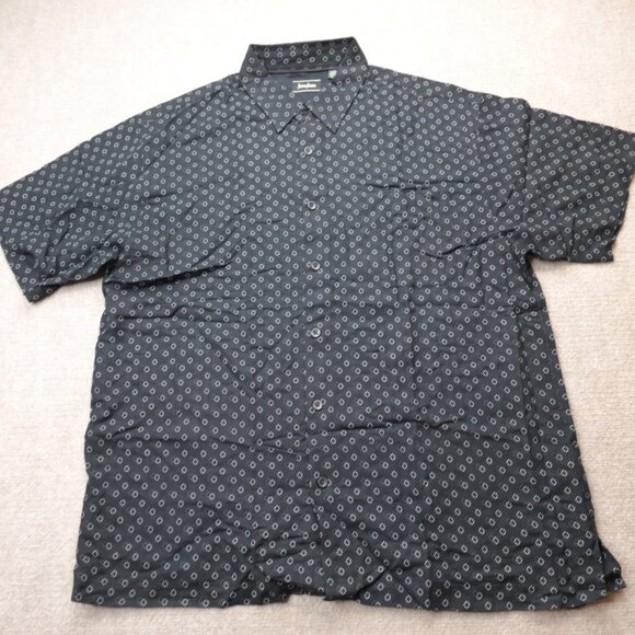 Neiman Marcus Mens Shirt XL Black All Over Print Floral Silk Blend - Picture 1 of 7